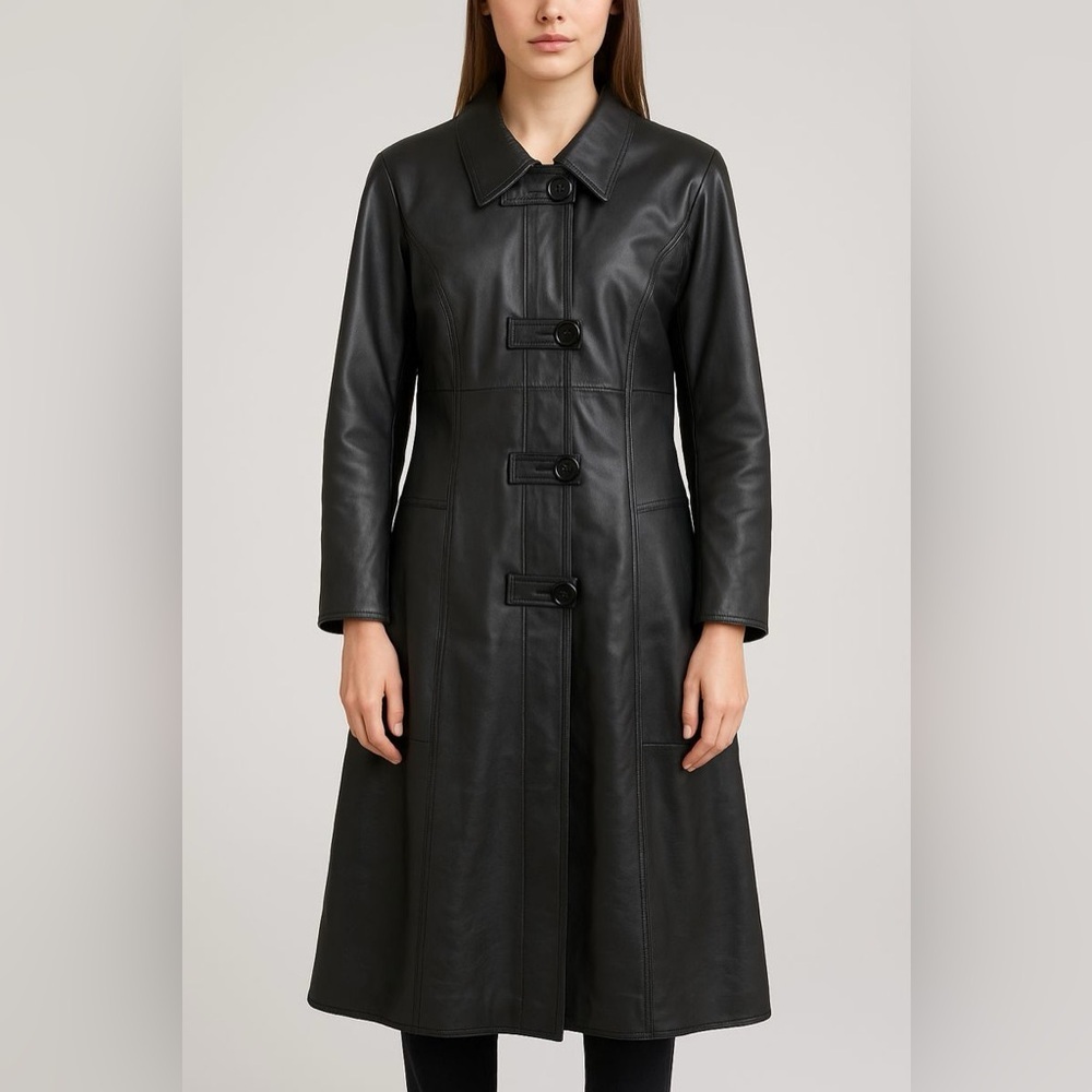 PATAGO Black Asymmetrical Long-Short Goth Leather Jacket